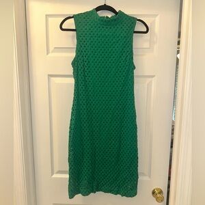 Sharagano Green Sheath Midi Dress Size 8 – Mock Neck Cocktail / Wedding Guest